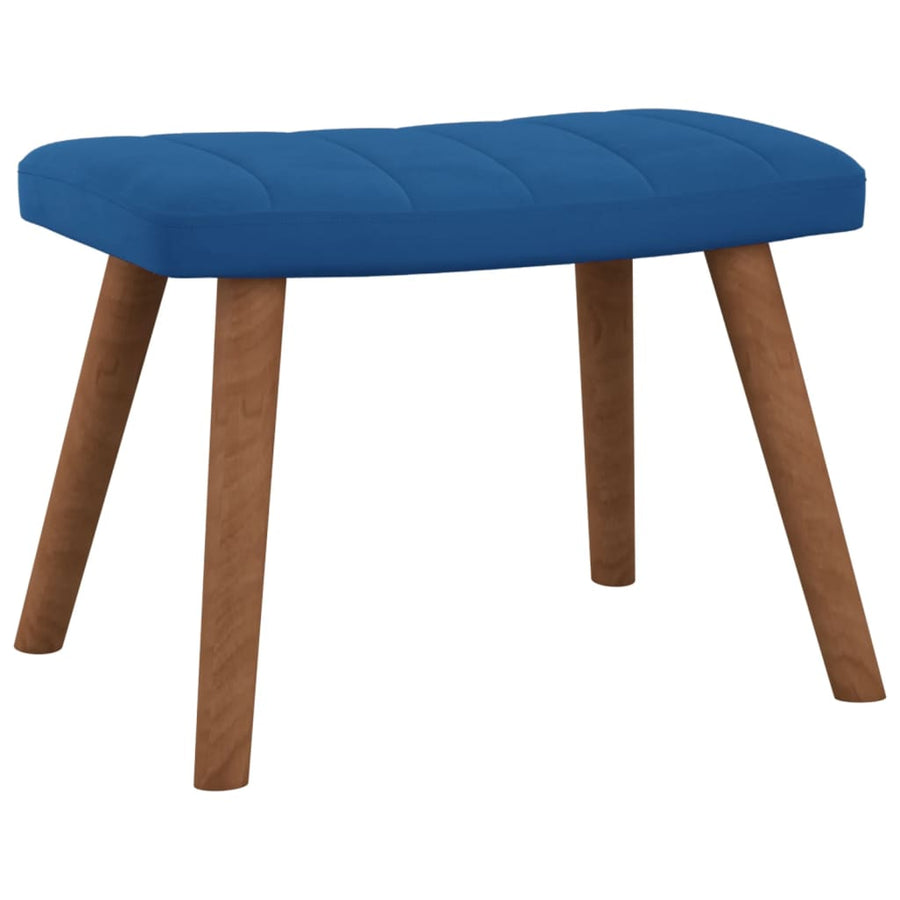 Schommelstoel met voetenbank fluweel blauw