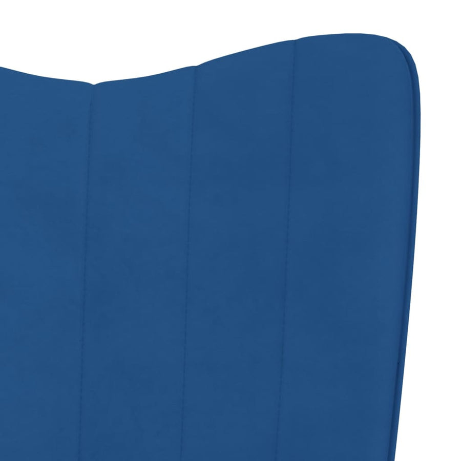 Schommelstoel met voetenbank fluweel blauw