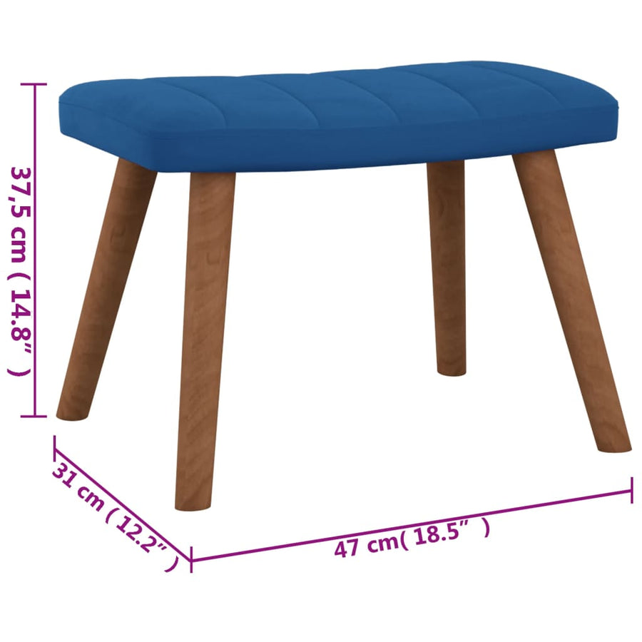 Schommelstoel met voetenbank fluweel blauw