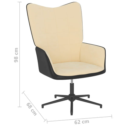 Relaxstoel Met Voetenbank Fluweel En Pvc Wit Crème Met voetensteun