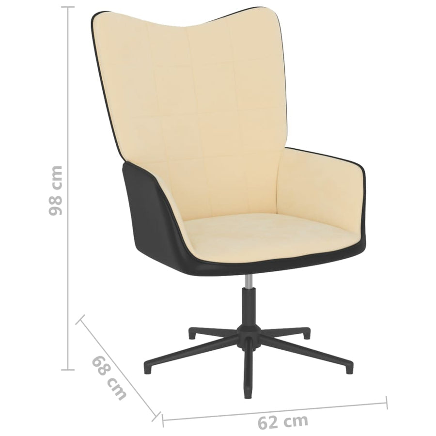 Relaxstoel Met Voetenbank Fluweel En Pvc Wit Crème Met voetensteun