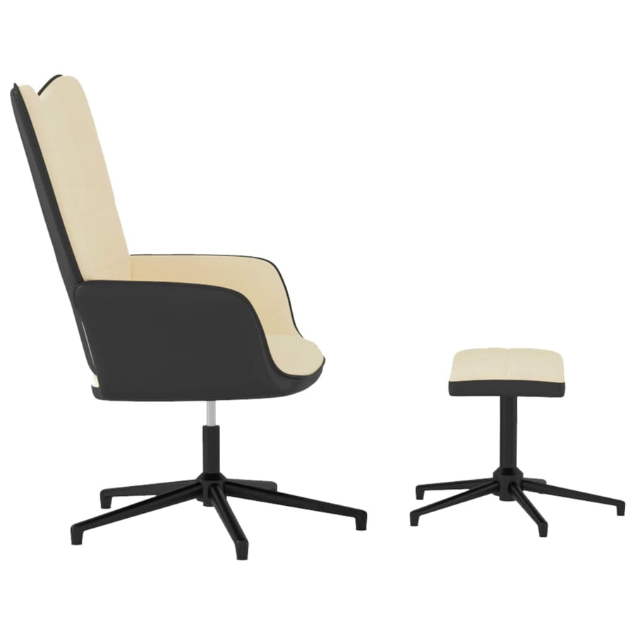 Relaxstoel Met Voetenbank Fluweel En Pvc Wit Crème Met voetensteun