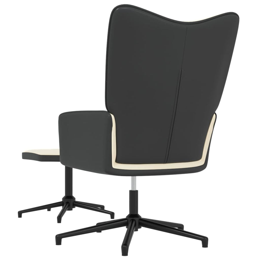 Relaxstoel Met Voetenbank Fluweel En Pvc Wit Crème Met voetensteun