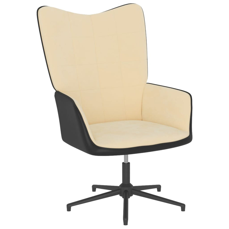 Relaxstoel Met Voetenbank Fluweel En Pvc Wit Crème Met voetensteun