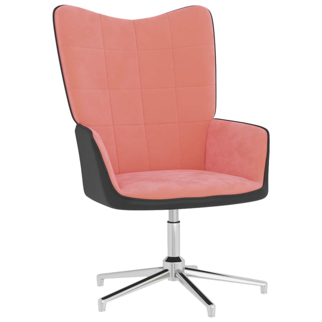 Relaxstoel Fluweel En Pvc Roze Zonder voetensteun