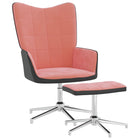 Relaxstoel Met Voetenbank Fluweel En Pvc Roze Met voetensteun