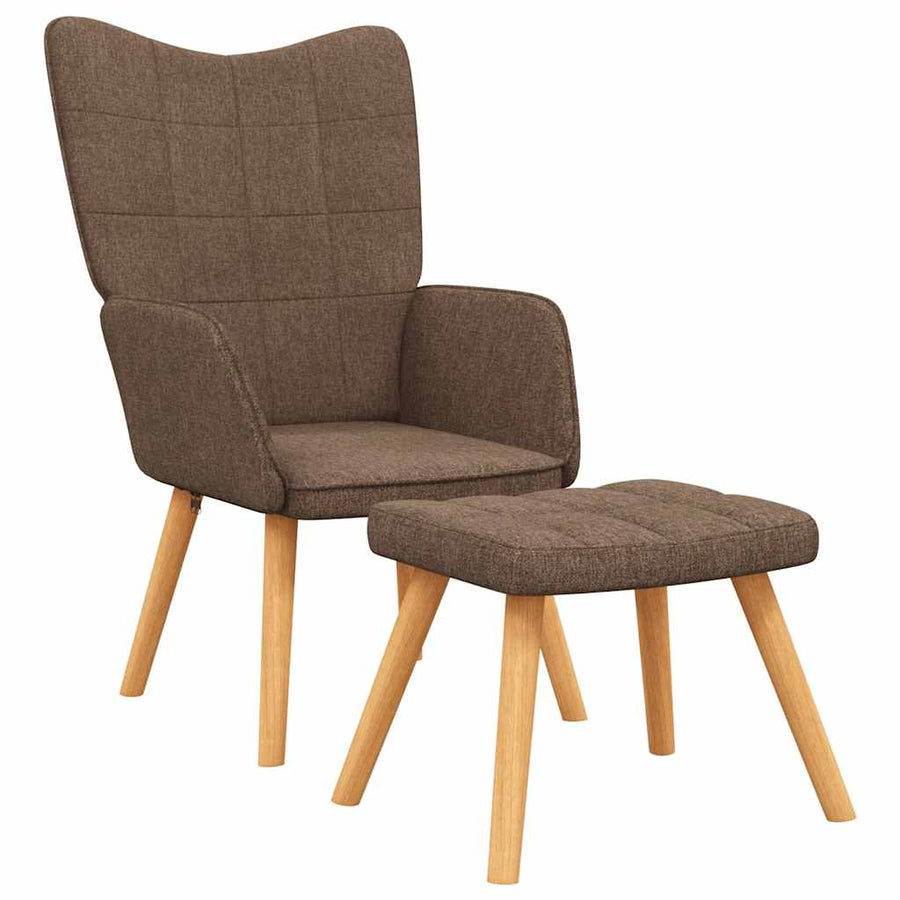 Relaxstoel Met Voetenbank Stof Bruin Met voetensteun