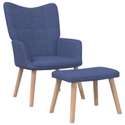 Relaxstoel met voetenbank stof blauw 61,5x69x95,5 cm