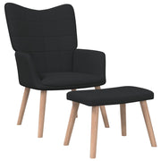 Relaxstoel met voetenbank stof zwart 61,5x69x95,5 cm