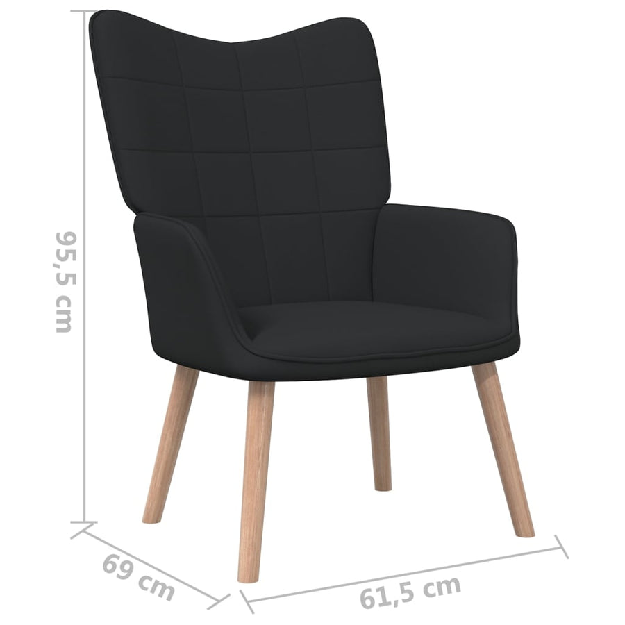 Relaxstoel Met Voetenbank Stof Zwart Met voetensteun