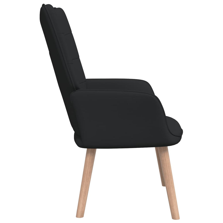 Relaxstoel Met Voetenbank Stof Zwart Met voetensteun