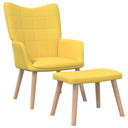 Relaxstoel met voetenbank stof mosterdgeel