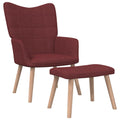 Relax armchair with footstool fabric wine red