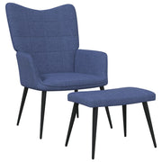 Relaxstoel met voetenbank stof blauw 61x70x96.5 cm