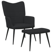 Relaxstoel met voetenbank stof zwart 61x70x96,5 cm