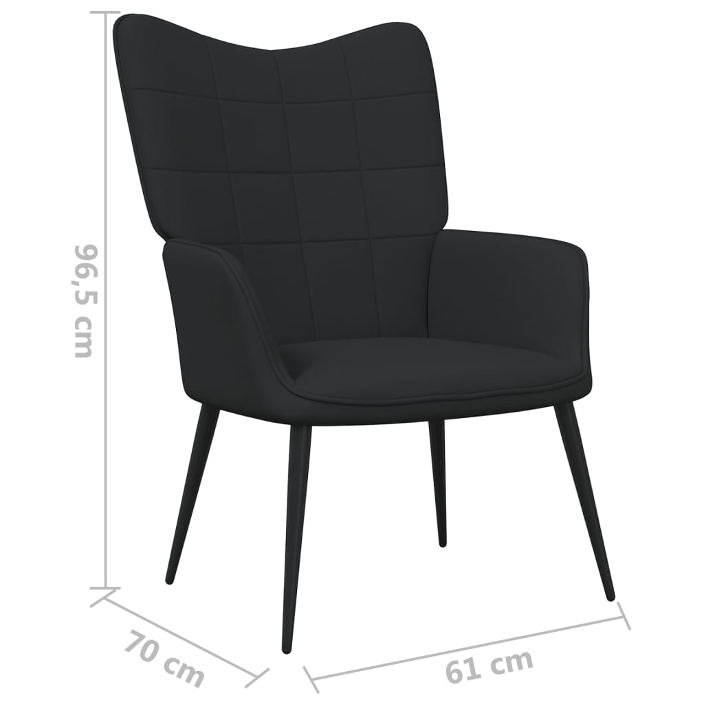 Relaxstoel Met Voetenbank Stof Zwart Met voetensteun
