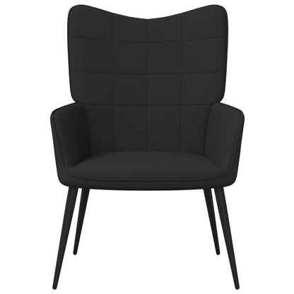 Relaxstoel Met Voetenbank Stof Zwart Met voetensteun