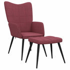 Relaxstoel met voetenbank stof wijnrood