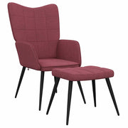 Relaxstoel met voetenbank stof wijnrood