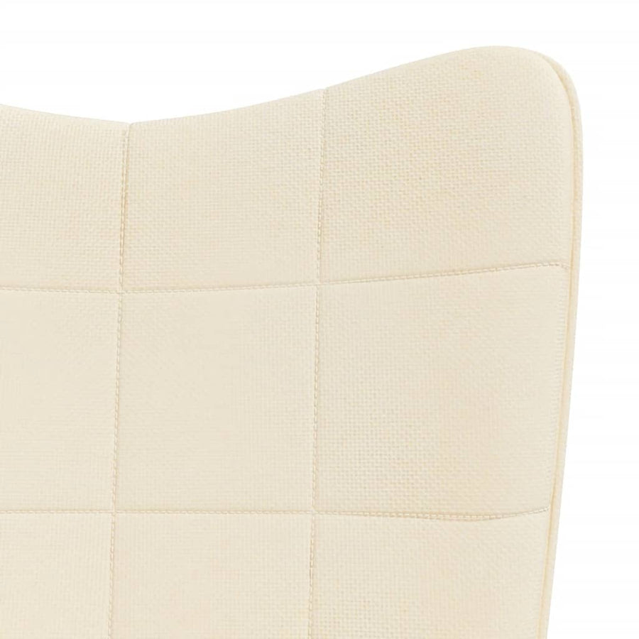 Schommelstoel met voetenbank stof crèmekleurig 1 Crème