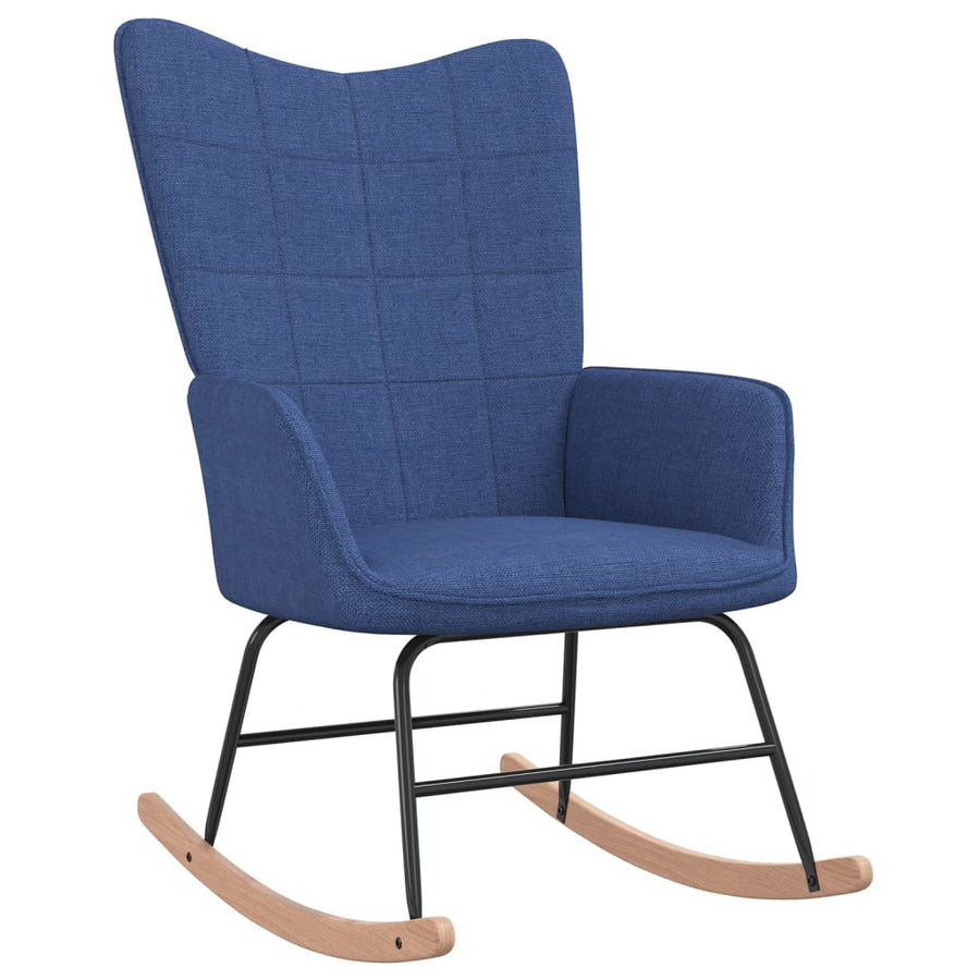 Schommelstoel met voetenbank stof blauw 1 Blauw