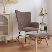 Schommelstoel met voetenbank stof taupe 61x78x98 cm