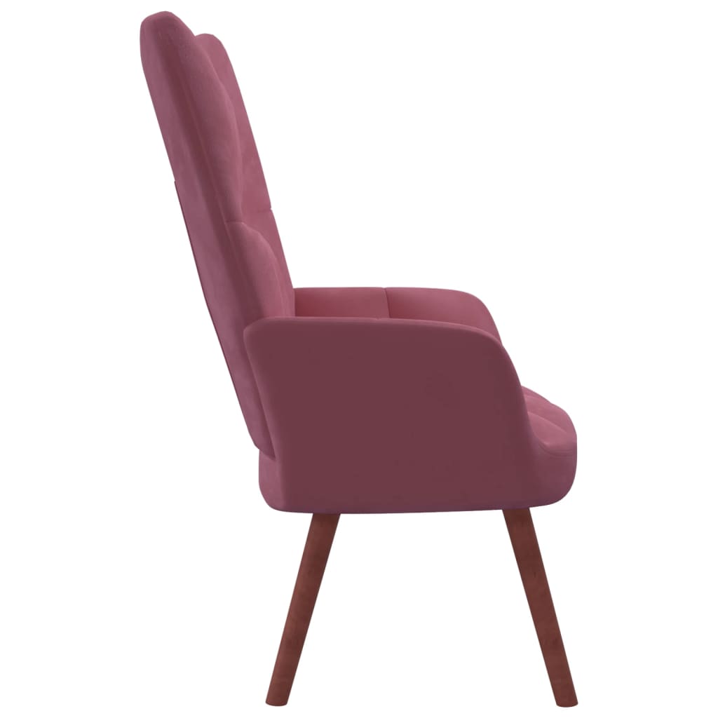 Relaxstoel Fluweel Roze Zonder voetensteun