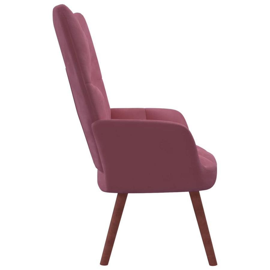 Relaxstoel Fluweel Roze Zonder voetensteun