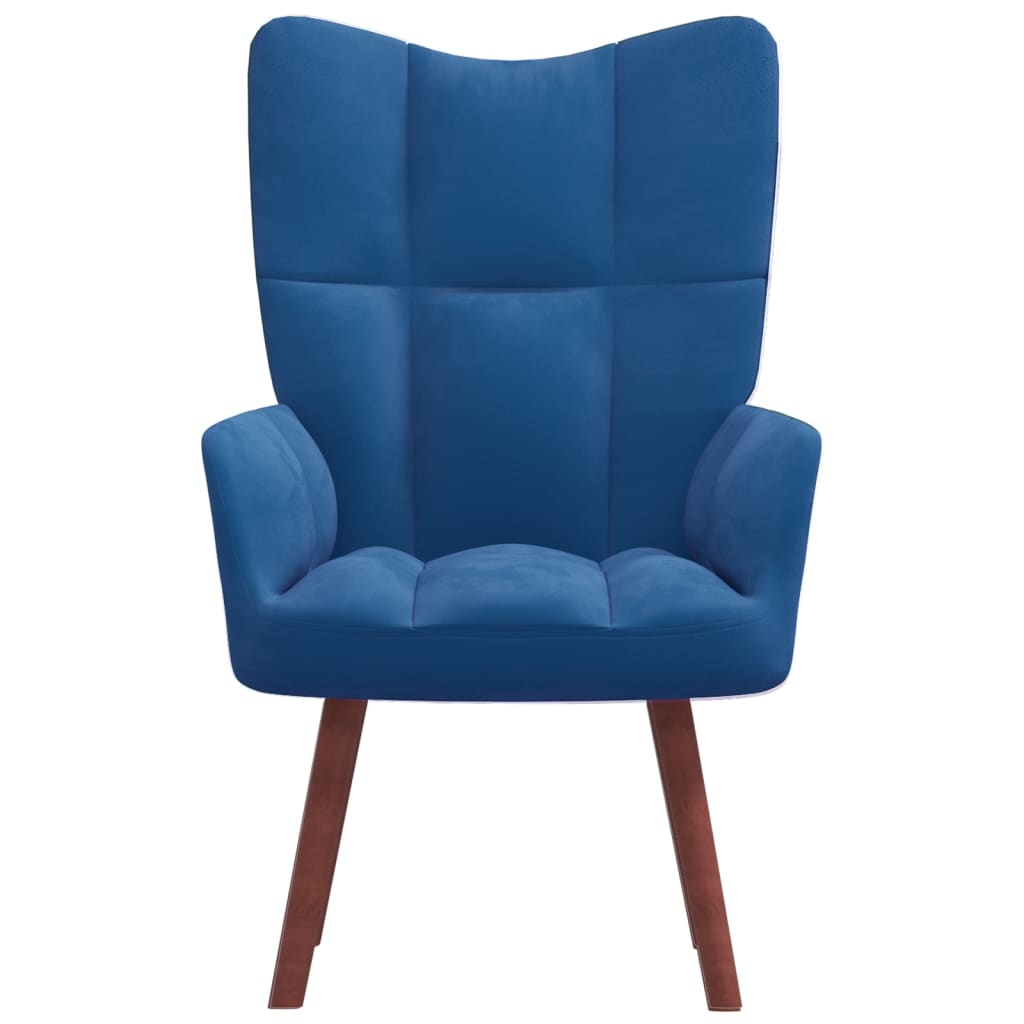 Relaxstoel Fluweel Blauw Zonder voetensteun