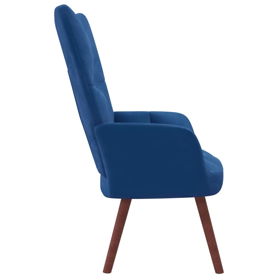Relaxstoel Fluweel Blauw Zonder voetensteun