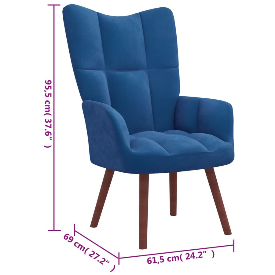 Relaxstoel Fluweel Blauw Zonder voetensteun