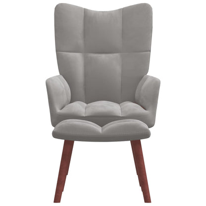 Relaxstoel Met Voetenbank Fluweel Lichtgrijs Met voetensteun