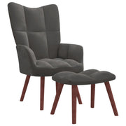 Relaxstoel met voetenbank fluweel donkergrijs 61,5x69x95,5 cm