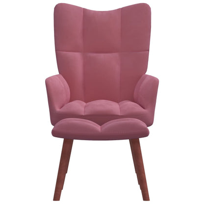 Relaxstoel Met Voetenbank Fluweel Roze Met voetensteun