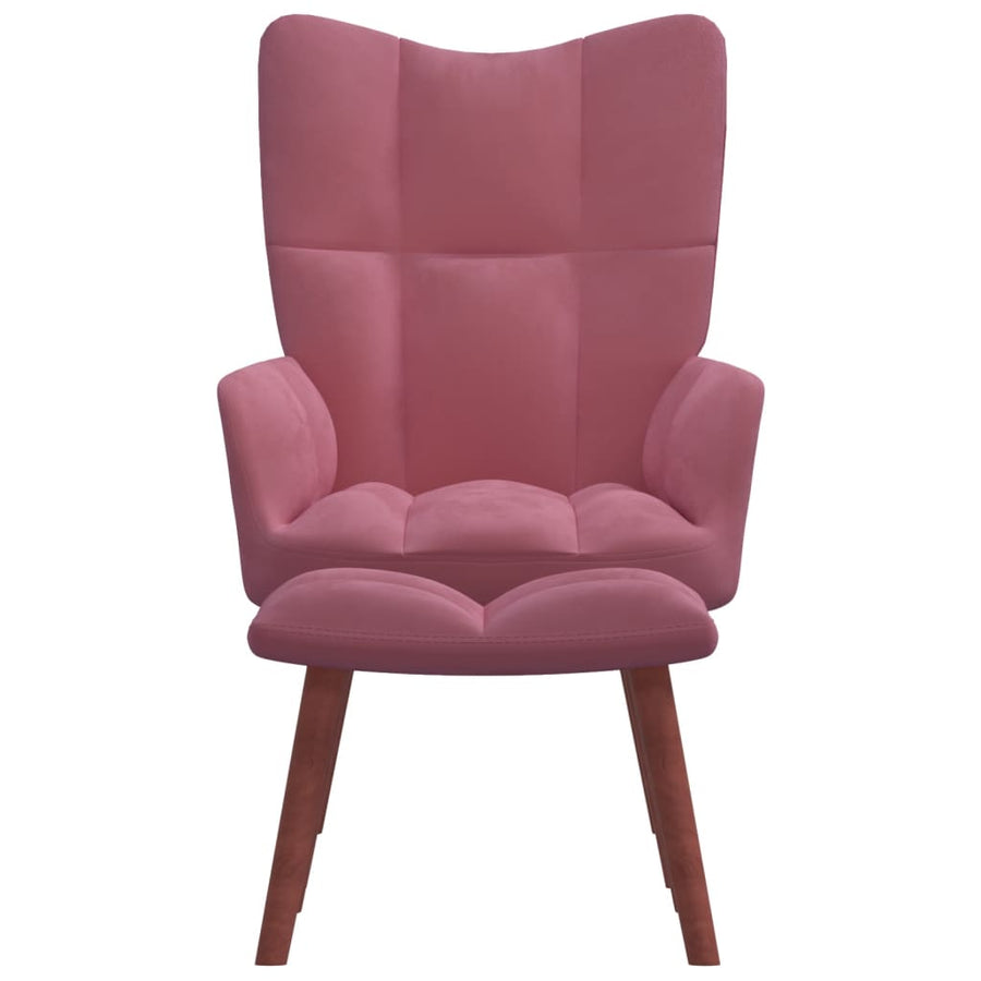 Relaxstoel Met Voetenbank Fluweel Roze Met voetensteun
