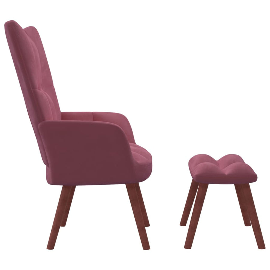 Relaxstoel Met Voetenbank Fluweel Roze Met voetensteun