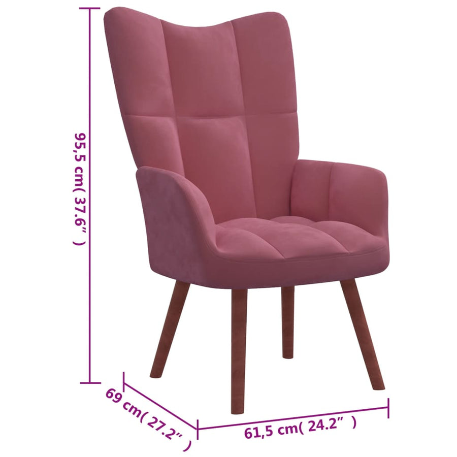 Relaxstoel Met Voetenbank Fluweel Roze Met voetensteun