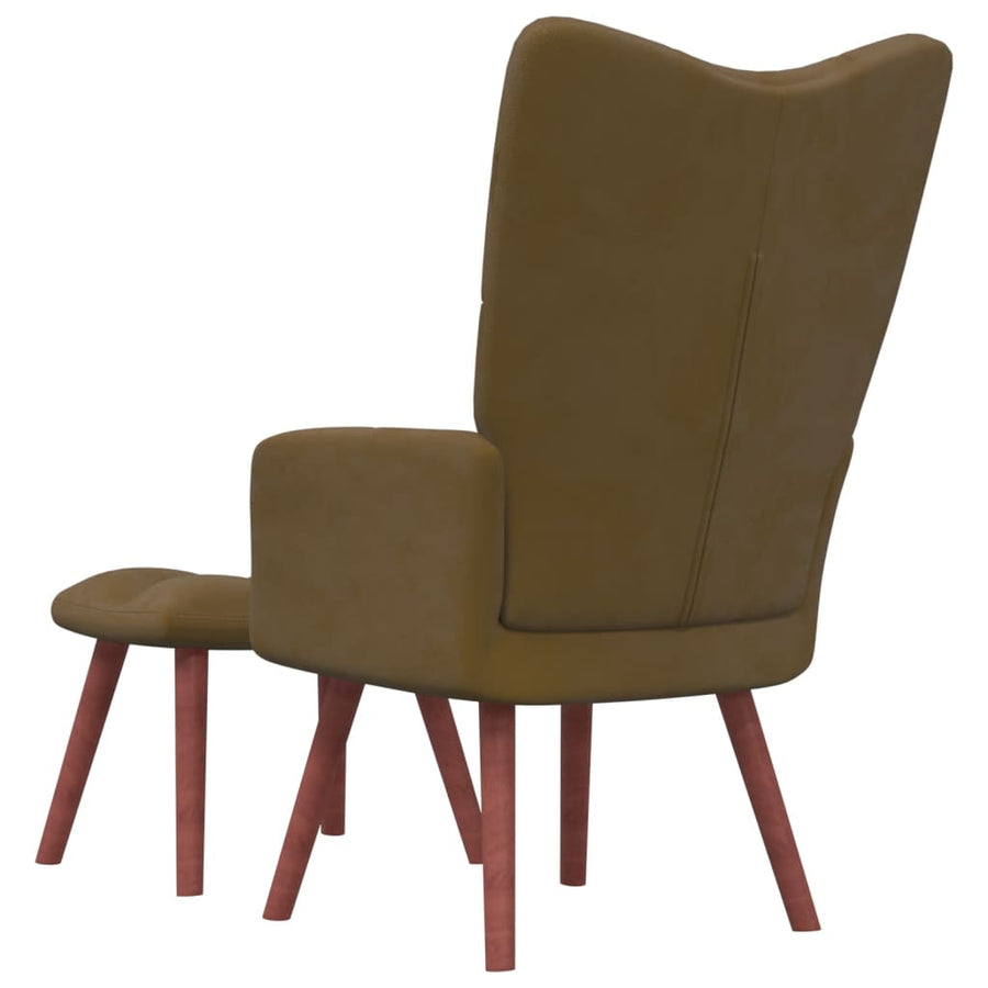 Relaxstoel Met Voetenbank Fluweel Bruin Met voetensteun
