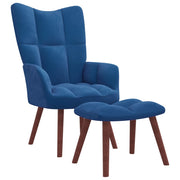 Relaxstoel met voetenbank fluweel blauw 61,5x69x95,5 cm