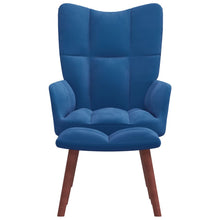 Relaxstoel Met Voetenbank Fluweel Blauw Met voetensteun