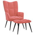 Velvet pink recliner with footstool