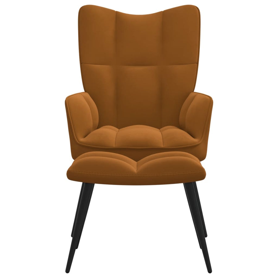 Relaxstoel met voetenbank fluweel bruin Bruin Met voetensteun