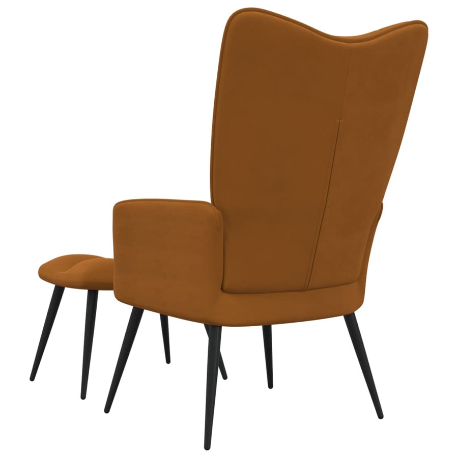 Relaxstoel met voetenbank fluweel bruin Bruin Met voetensteun