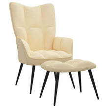 Relaxstoel met voetenbank fluweel crèmewit Wit Met voetensteun