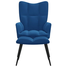 Relaxstoel met voetenbank fluweel blauw 1 Blauw