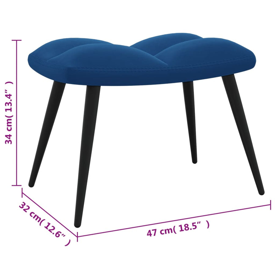 Relaxstoel met voetenbank fluweel blauw 1 Blauw