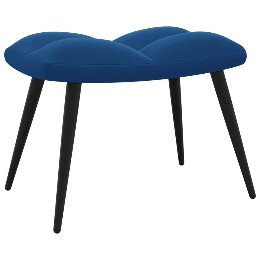 Relaxstoel met voetenbank fluweel blauw 1 Blauw