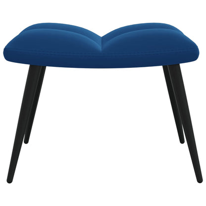 Relaxstoel met voetenbank fluweel blauw 1 Blauw