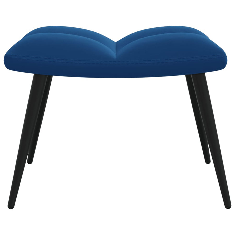 Relaxstoel met voetenbank fluweel blauw 1 Blauw