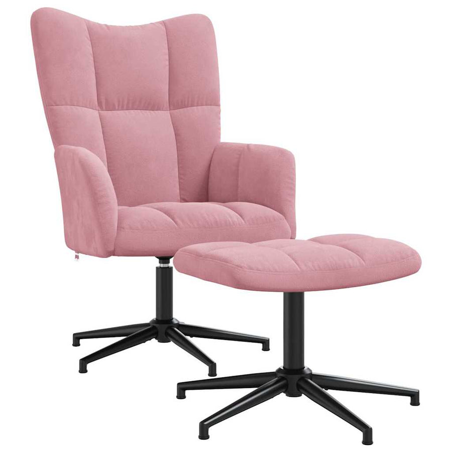 Relaxstoel Met Voetenbank Fluweel Roze Met voetensteun